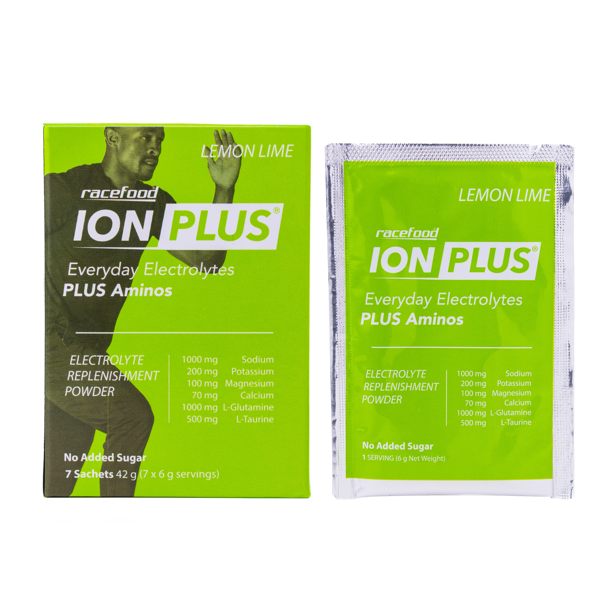 Racefood ION PLUS Lemon Lime box and sachet